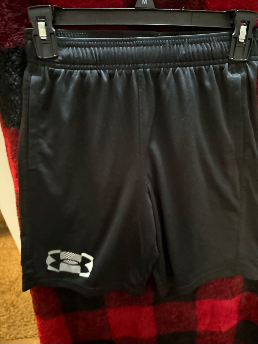 Under Armour Black Shorts with White Logo — Kids Athletic